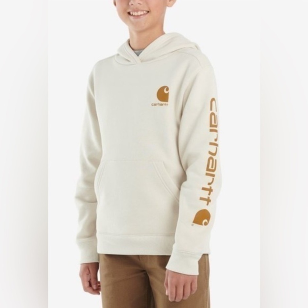 Carhartt cream logo hoodie sweatshirt size Medium